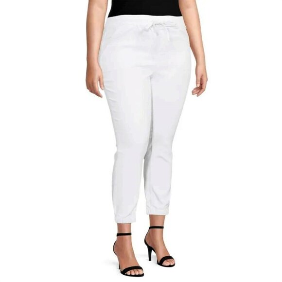 NWT Gemma Rae Women's Plus Drawstring Waist Cropped Denim Jogger Jeans - Picture 1 of 7